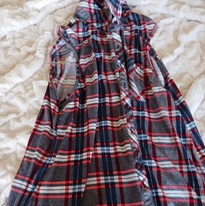 Passport, cut-off flannel, size XL, red,grey and white